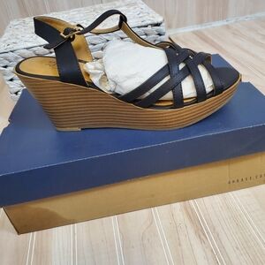 Euro Summer Y2K Party Summer Wedge Sandal Dress Shoe Black 8.5 M Business Casual